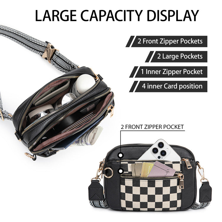 Checkered Crossbody Bags-Upgraded Anti-Theft Buckle