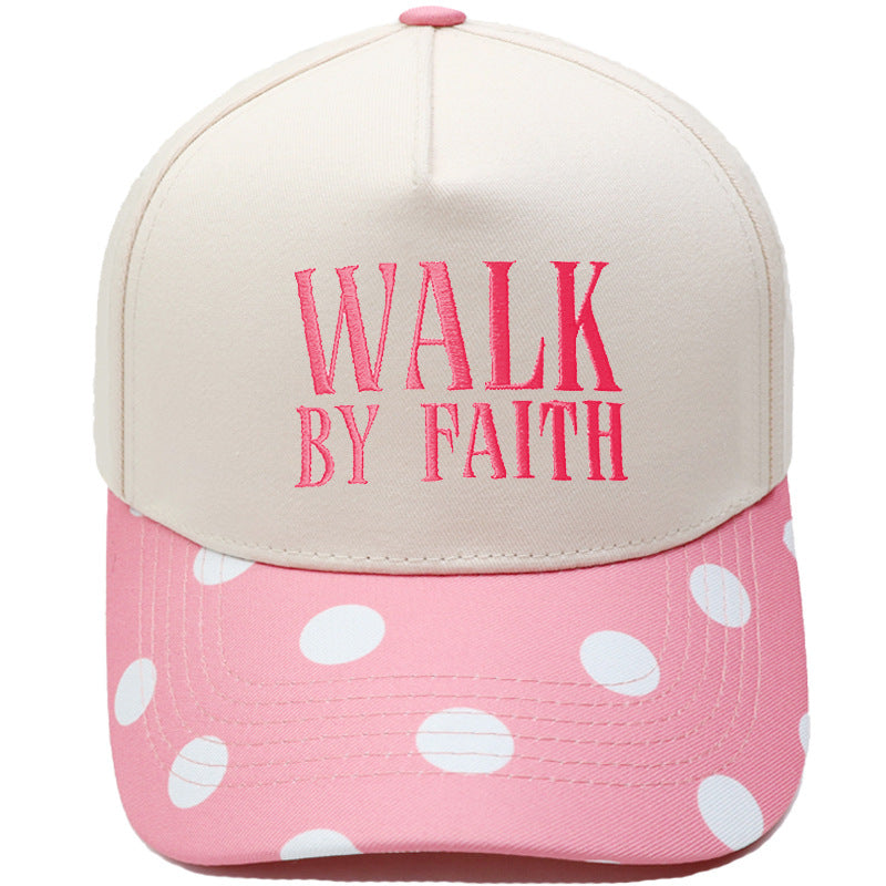 "Walk by Faith" Embroidered Retro Color-Block Trucker Hat