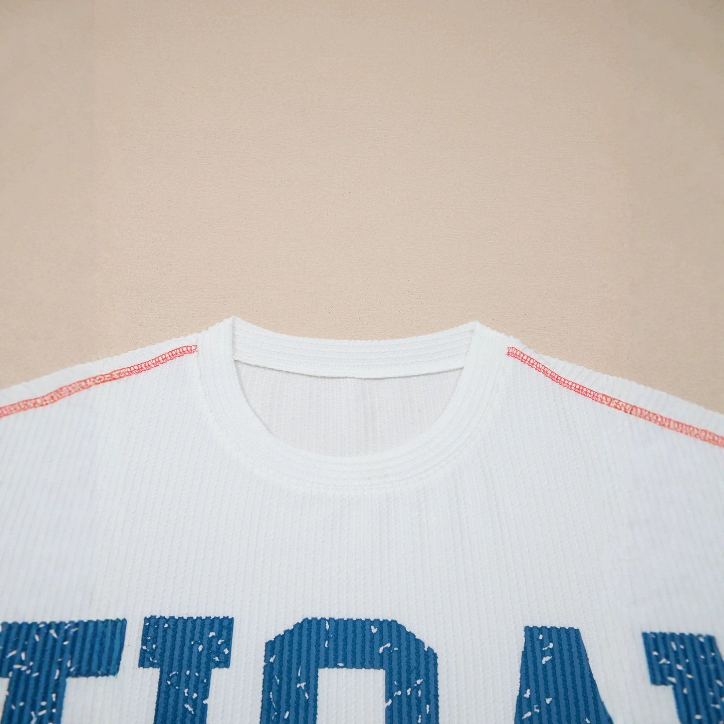 USA Graphic Half Sleeve Loose Ribbed Top