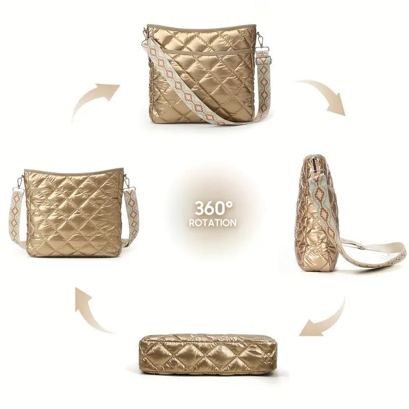 Women's Silk Cotton Down Jacket Waterproof Messenger Bag Shoulder Bag（moq3）