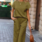 Textured Top and Wide-leg Pants Set