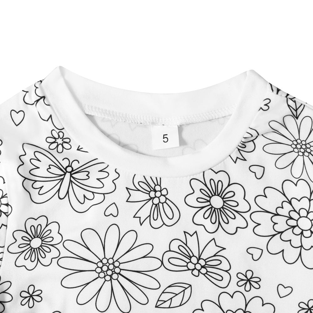 Kid's Doodle Print Pajama Set