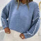 Solid Color Crew Neck Long-sleeved Pullover Sweater