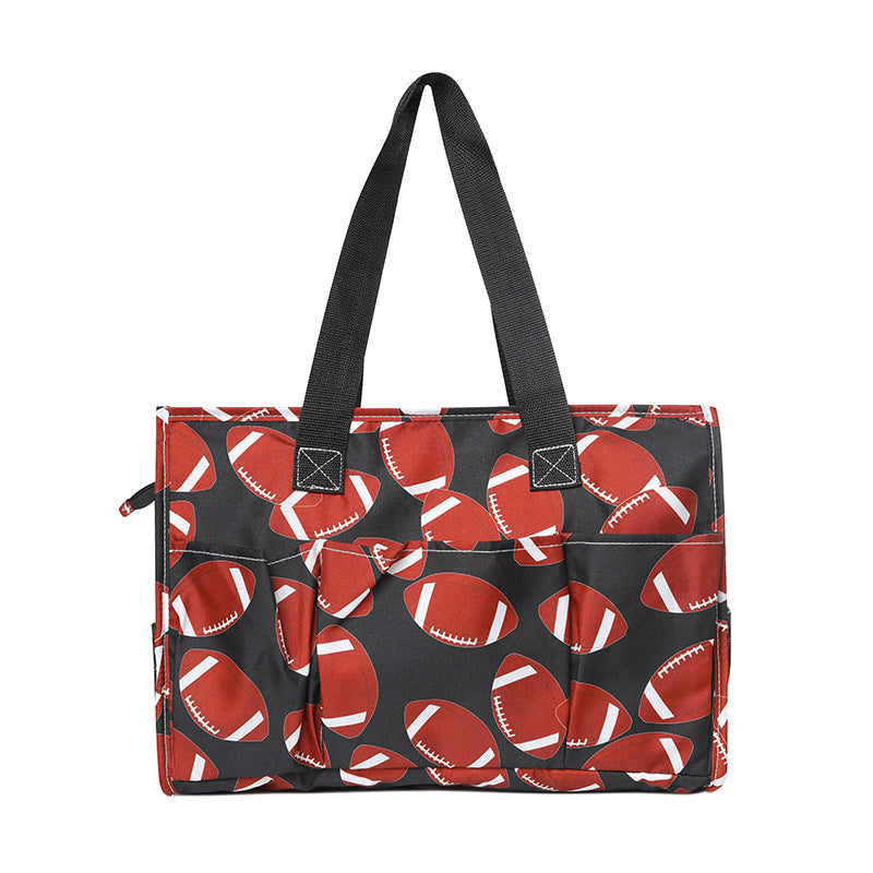 Ball Sports Print Multi-Pocket Utility Tote Bag