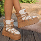 Women's thick-soled warm ankle boots cotton shoes lace-up snow boots