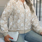 Women's Beige Floral Embroidered / Lace Bomber Jacket