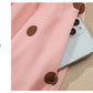Pink Polka Dot Ribbed Trim Long Sleeve Top Casual Short Set