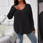 Plus Size V-Neck Long Sleeve T-Shirt