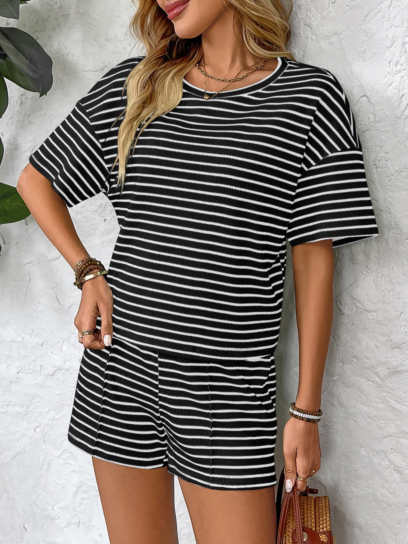 Stripe Crewneck Lounge Set
