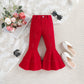 Fashionable Girls' Pink Ripped Flared Pants