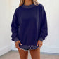 Polka Dot Contrast Trim Oversized Sweatshirt