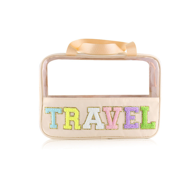 Travel Patch Clear PVC And PU leather Makeup Toiletry Storage Bag