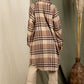 Checkered Lapel Pocket Long Coat