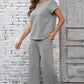 Textured Top and Wide-leg Pants Set