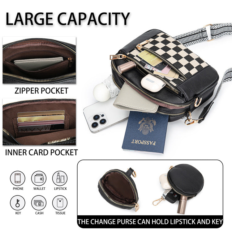 Checkered Crossbody Bags-Upgraded Anti-Theft Buckle