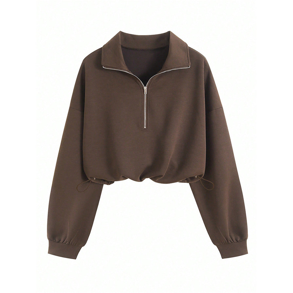 Women's Cropped Half-Zip Sweatshirt