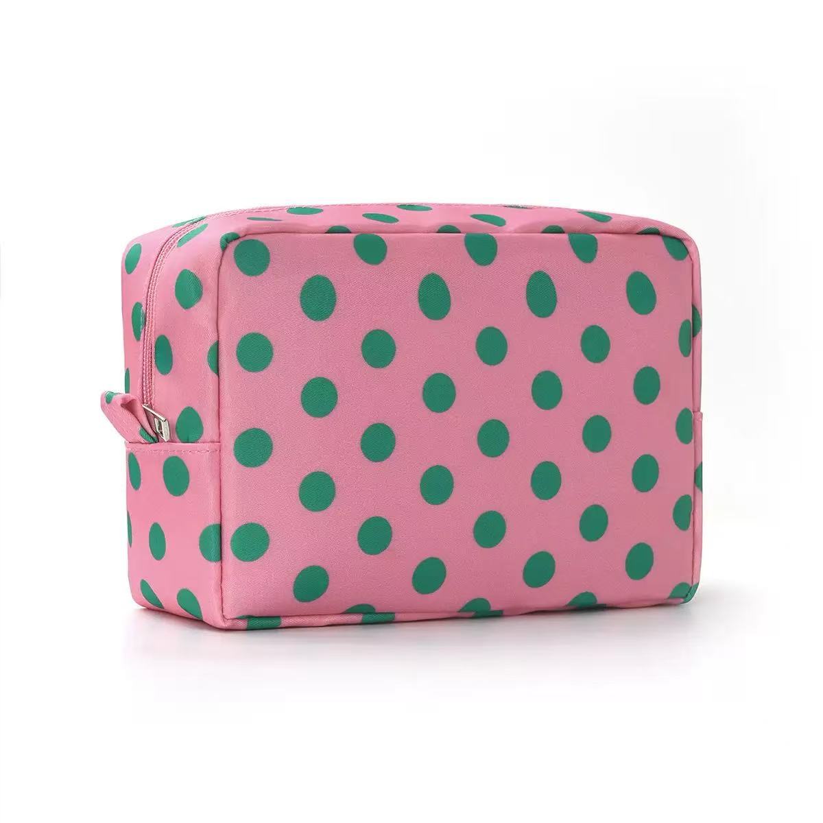 Custom Polka-Dot Color-Block Makeup Bag
