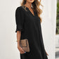 Notched Neck Flounce Sleeve Tunic Dress