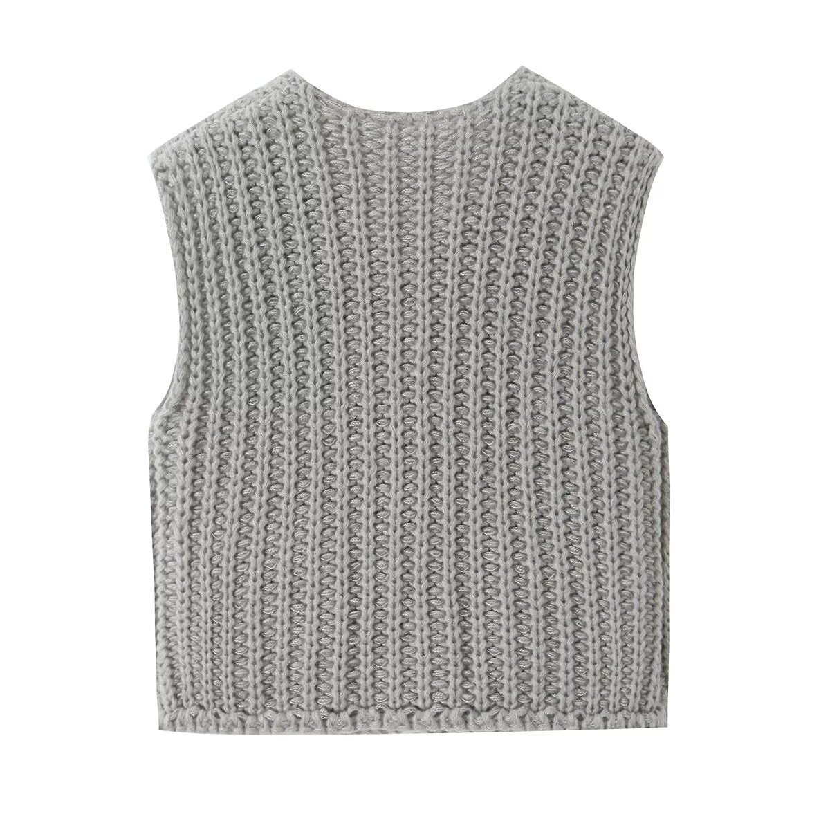 Sleeveless Button Knitted Top