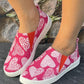 Pink Heart Shaped Criss Cross Slip On Canvas Shoes