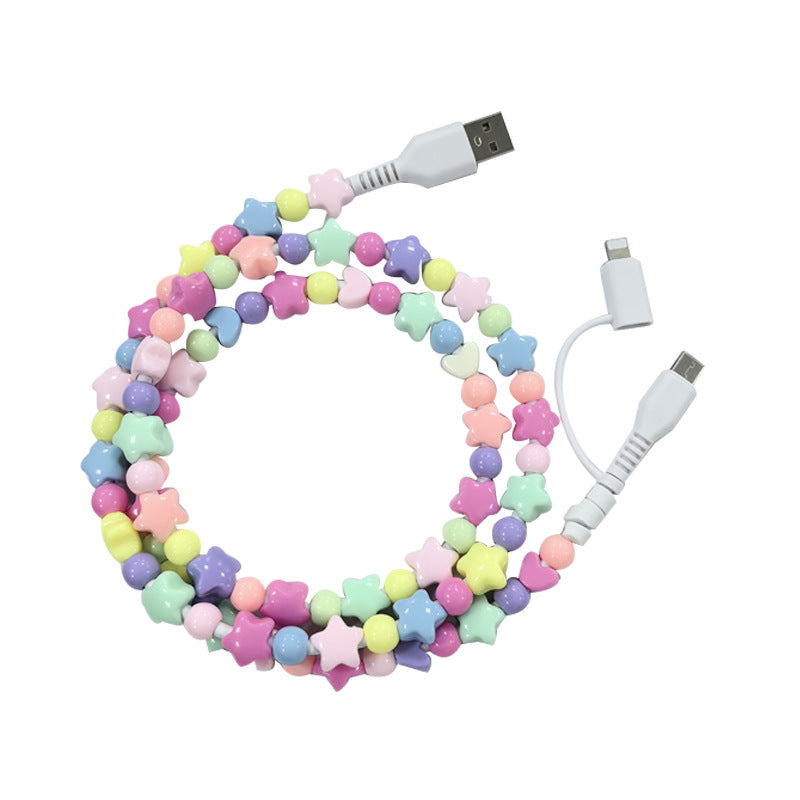 Colored Bead Ccharging Cable 1m