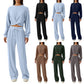 Women's Round Neck Long-sleeved Top and Wide-leg Pants Suit