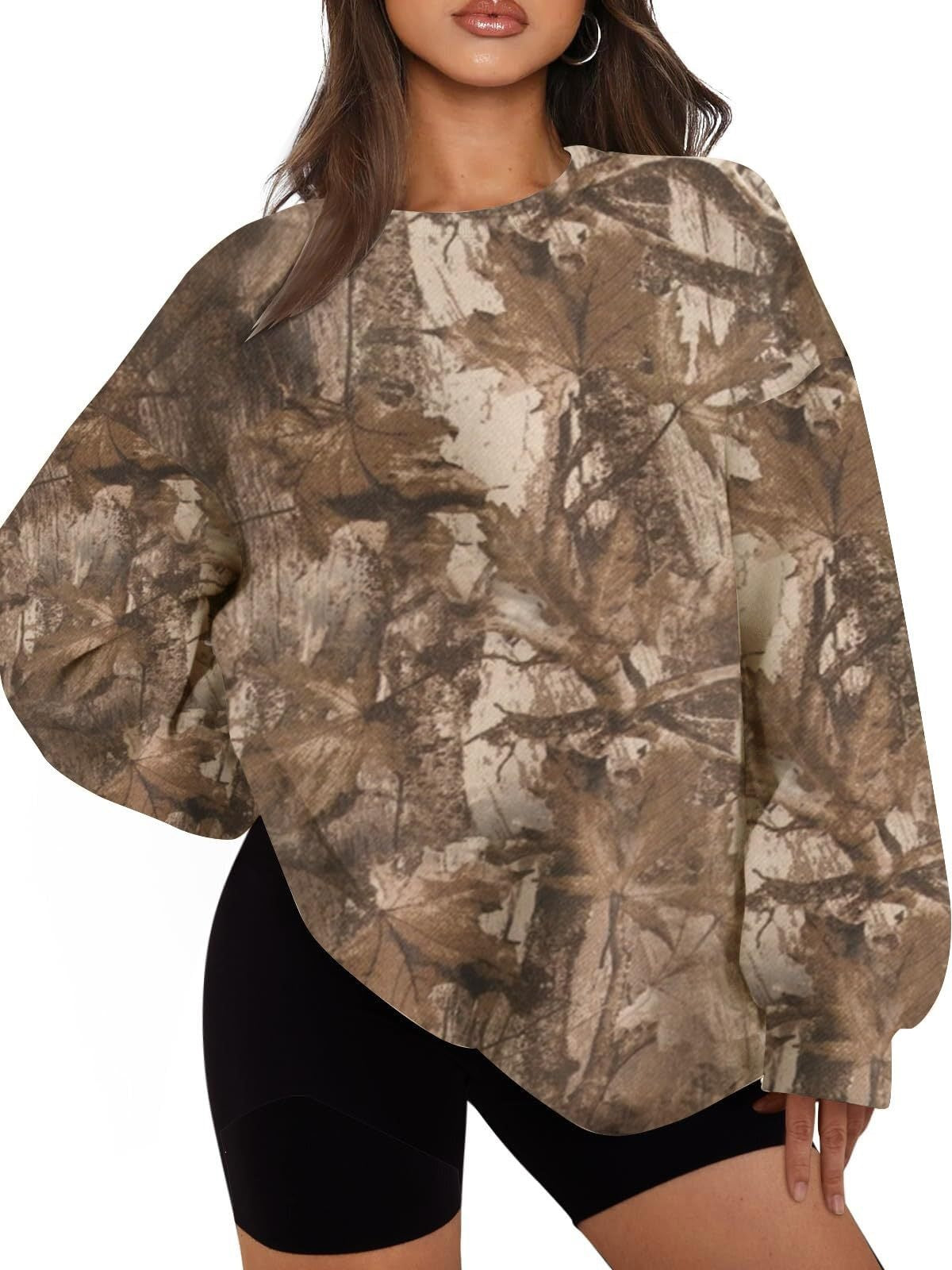 Oversized Camo Crewneck Sweatshirt