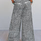 Leopard Print Wide Leg Terry Knit Pants