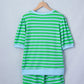 Stripe Puff Short Sleeve T Shirt Matching Shorts Set