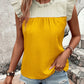 Sleeveless Ruffled Shoulder Contrast Top