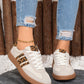 Vagen Leather Leopard Patchwork Flat Sneakers