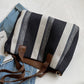 Canvas Striped Convertible Tote Bag