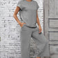 Textured Top and Wide-leg Pants Set
