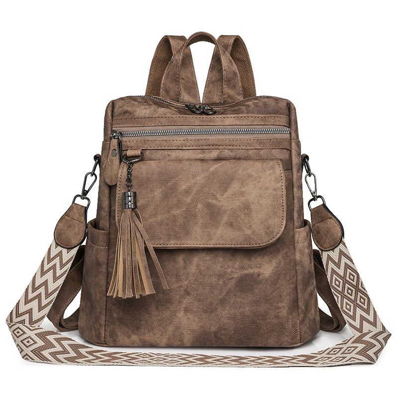 Retro Backpack Large Capacity Vegen Leather Travel Backpack