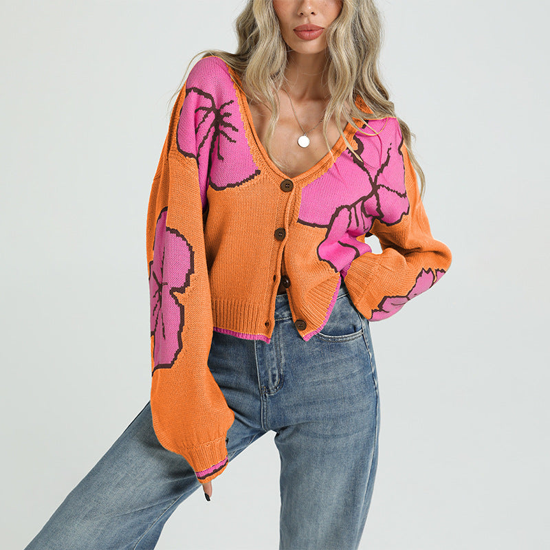 Jacquard Casual Cardigan