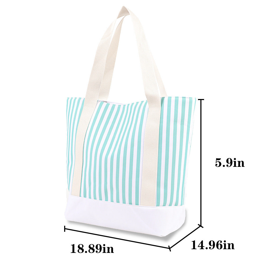 Large Capacity Striped Tote Bag