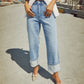 High Rise Straight Cuff Jeans