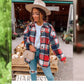 Long-sleeved Lapel Loose-fitting Women's Plaid Shirt