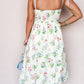Wildflower Bloom Contrast Trim Self-tie Straps High Waist Midi Dress