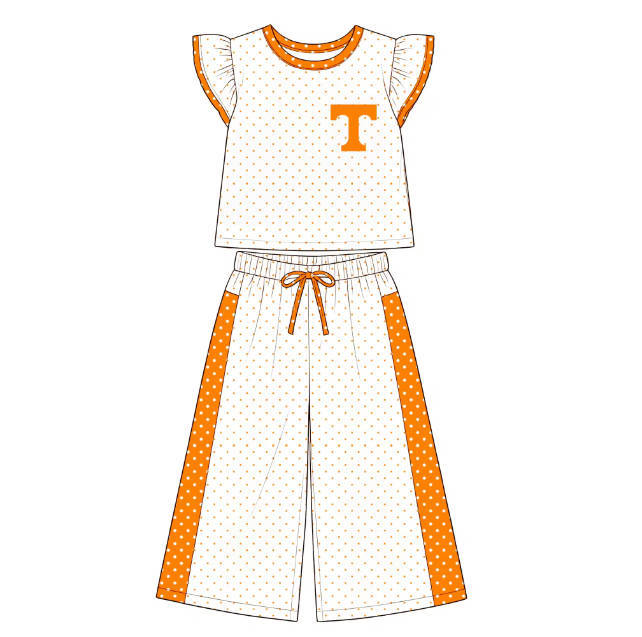 Custom Kids Top Wide Leg Pants Set Ruffle Set