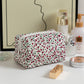 Custom Embroidered Floral Quilted Cosmetic Bag