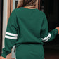 Varsity Stripe Detail Drop Shoulder Pullover Mini Skort Set