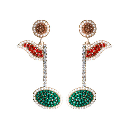 Golf Club Alloy Rice Beads Diamond Earrings