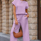 Textured Top and Wide-leg Pants Set
