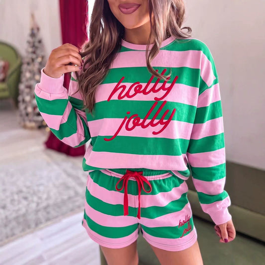 Holly Jolly Christmas Striped Sweatsuit
