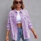 Long Raw Edge Ripped Denim Jacket