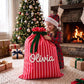 Custom Personalized Striped Christmas Drawstring Gift Sack