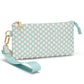 Checkered Woven Clutch Wristlet PU Leather Large Size Patterned Wallet