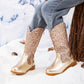 Kid Sequined Velvet Warm Round Toe Boots