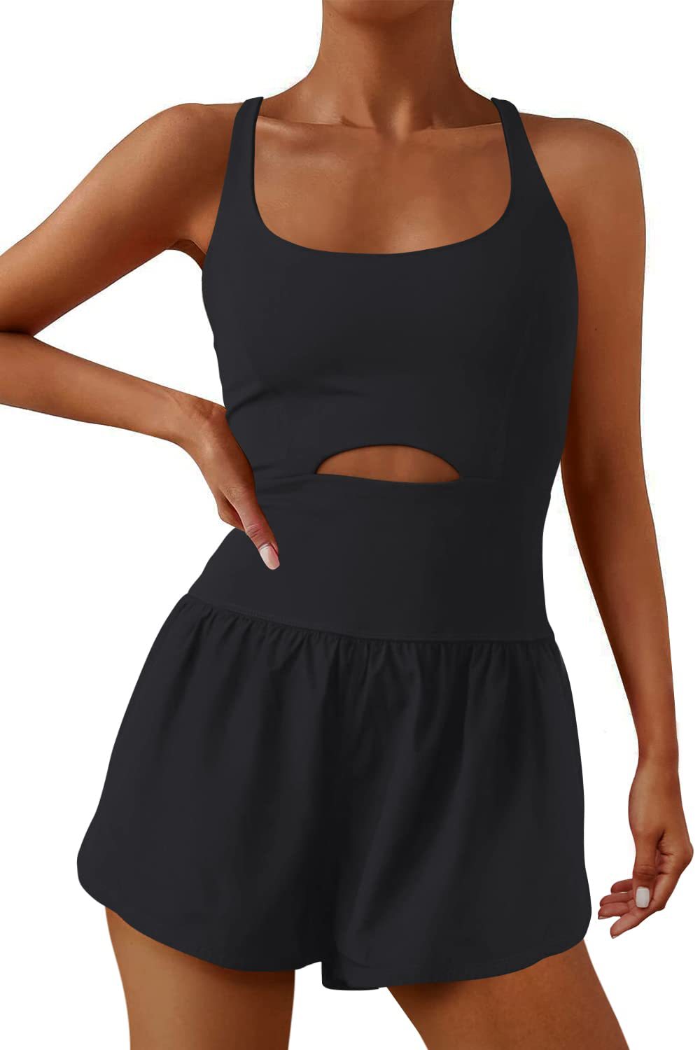 Cross Cutout Short Sports Romper